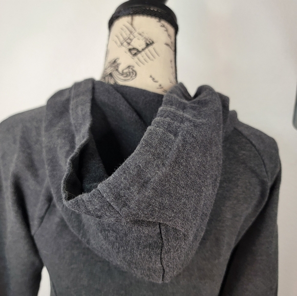 The North Face Fleece Jacket XS Hooded Longline Thumbholes Gray Hoodie - Picture 8 of 11